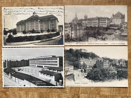 4 Cartes anciennes Lausanne, écoles dont 3 circulées