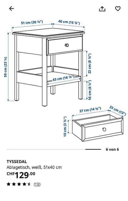 Comodini: Nachttisch/ Ablagetisch Tyssedal weiss – Usato da Aarau venduto da Augusta14 4