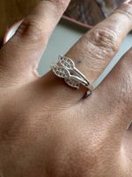 Versilberter Ring 925 Blatt Design mit Zirkonia guter Zustan