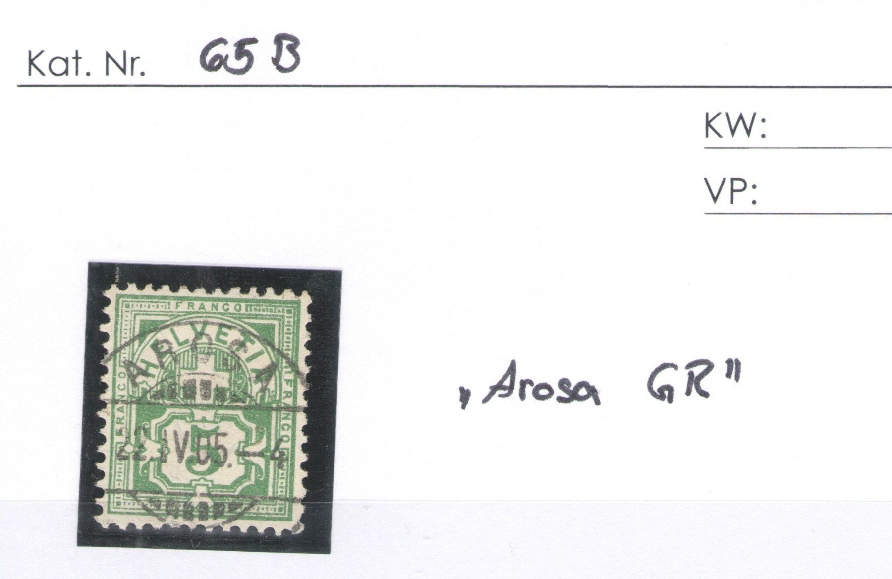 Tutti i francobolli: CH - Ziffermuster - SBK Nr. 65B - Arosa GR – Usato da Rombach venduto da VENTIS-Auktionen 1