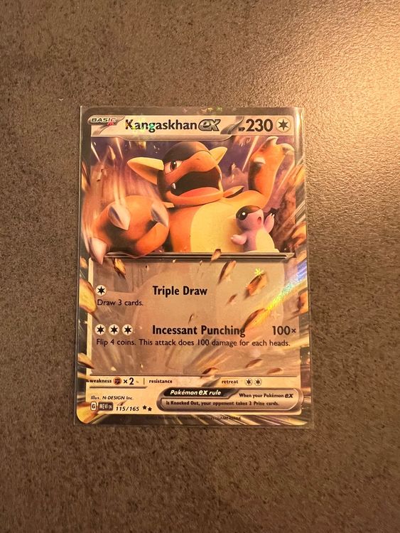 Carta Pokemon Kangaskhan Ex 115/165 - Expansión Pokemon 151 - Doble Rara, Foil Holográfico - Individual