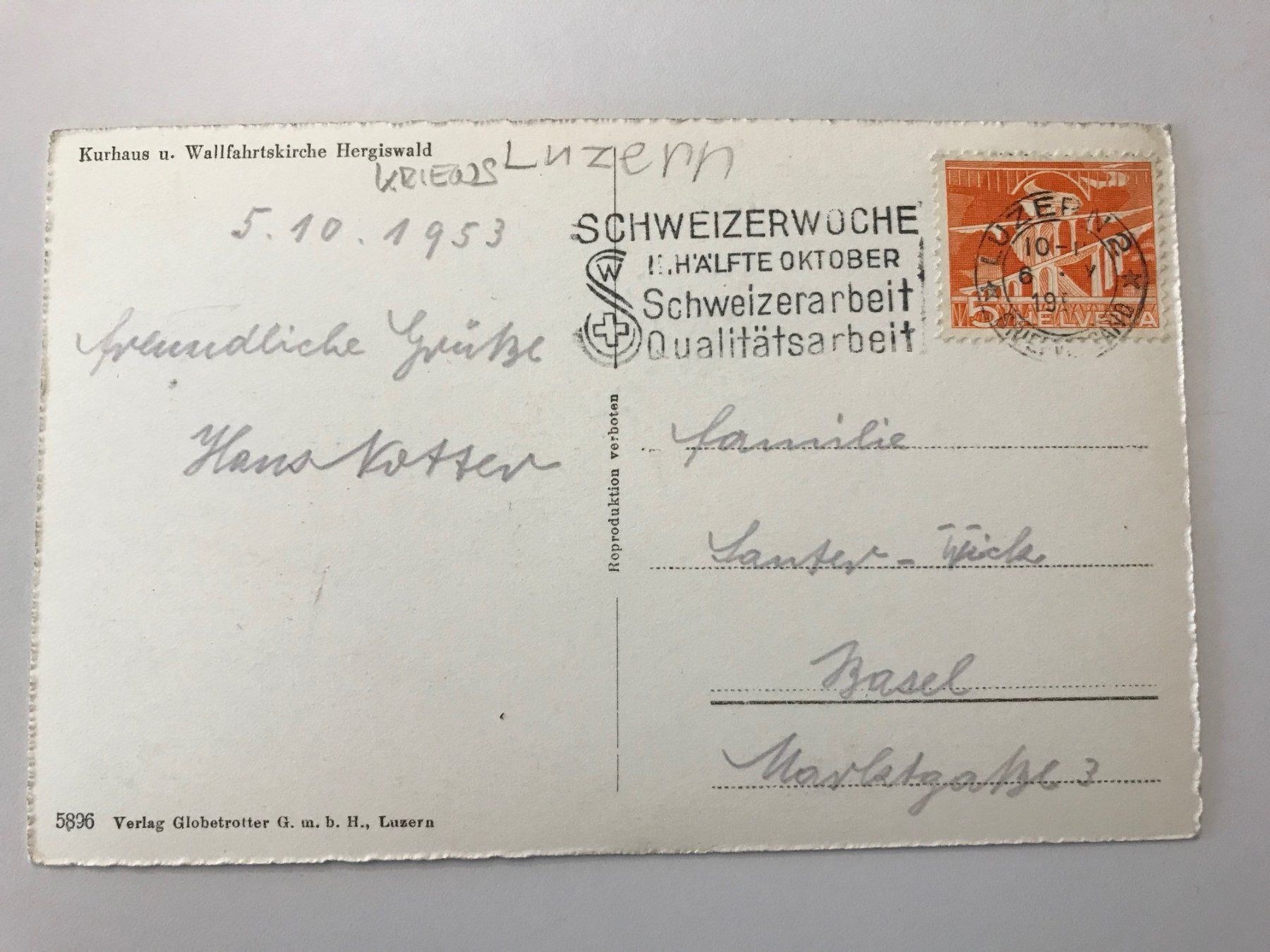 Cartoline postali: Kriens LU // Hergiswald 1953 – Usato da Basel venduto da intermezzo12 1