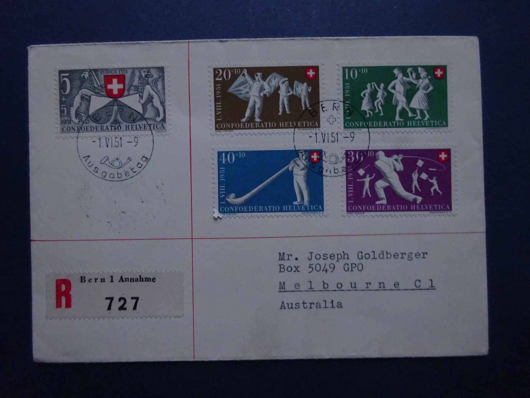 Alle Briefmarken: 1951 Pro Patria FDC – Gebraucht aus Appenzell-Steinegg von adi1975 4