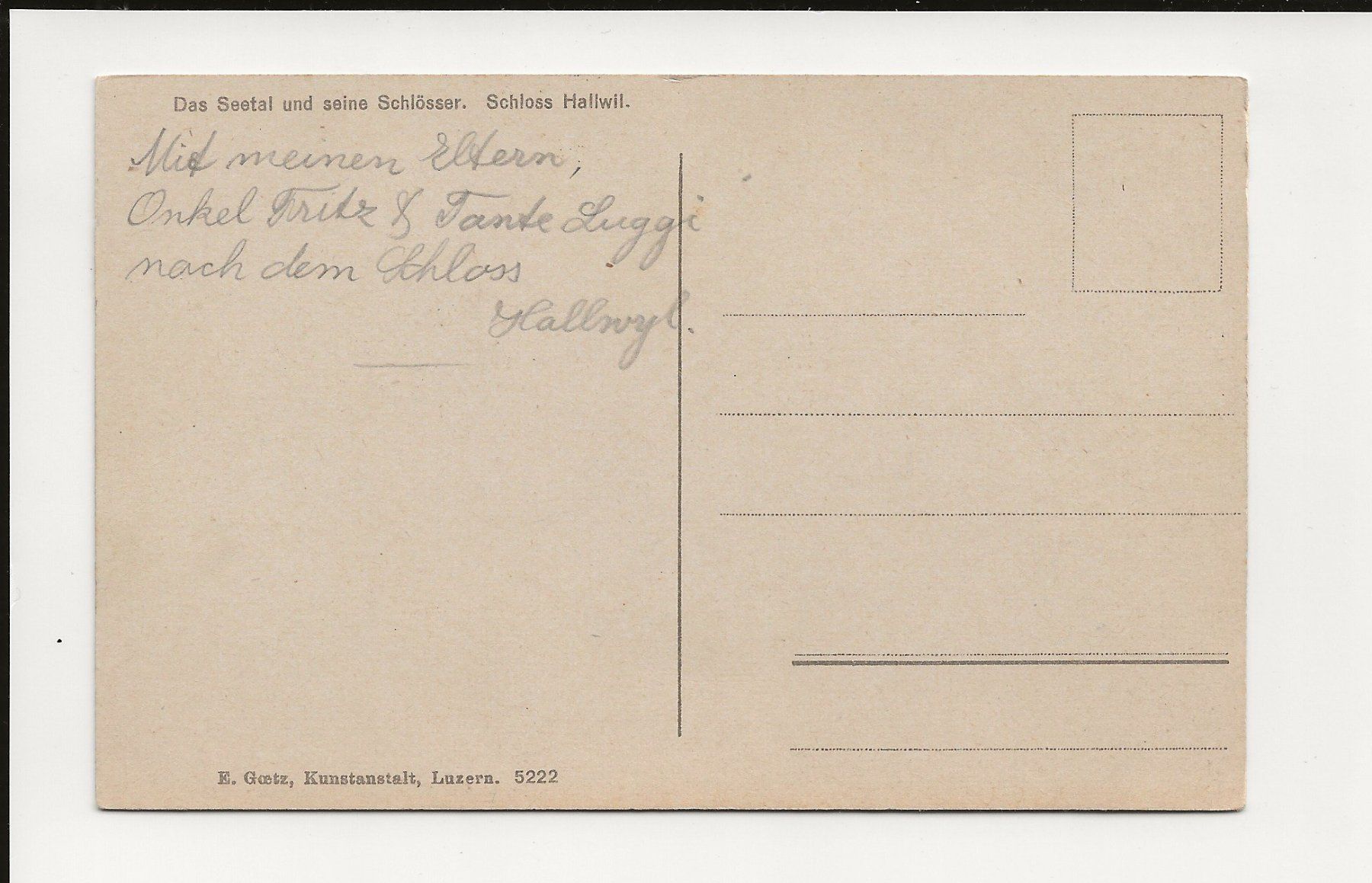 Cartoline postali: AK ca. 1920 Schloss Hallwil - Seetal – Usato da Greifensee venduto da 315WDO 1