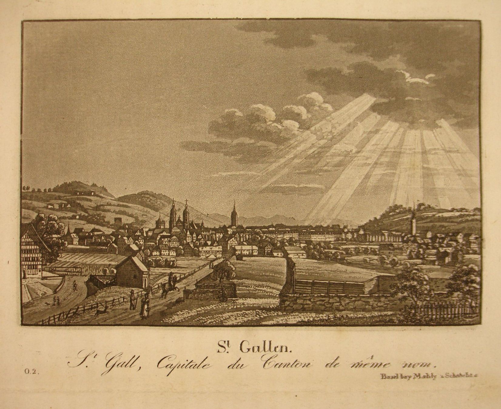 Gravures: ST. GALLEN, AQUATINTA 1837 – D'occasion à Grüningen par Kartensammler