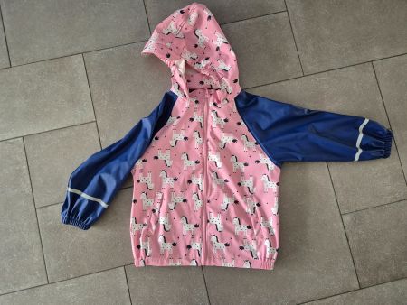 Kinder Regenjacke Gr. 122 Pink/Blau Einhorn Wasserdicht ☔