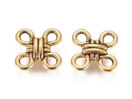 Verbinder chinesischer Knoten, antik golden, 10mm , 2 Stück