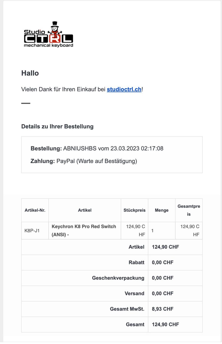 Keychron Tastiere: Keychron K8 pro English – Usato da Thalwil venduto da crirvr 2
