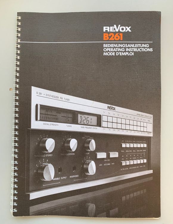 ORIGINAL VINTAGE REVOX B261 BEDIENUNGSANLEITUNG D/E/F | Kaufen Auf Ricardo