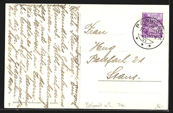Cartoline postali: Beinwil, Ortsansicht mit Kirche und See – Usato da Berlin venduto da bartko-reher 1
