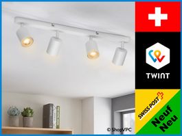 LED-Deckenleuchte mit 4 schwenkbaren Spots Deckenlampe Weiss
