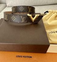 Louis Vuitton Monogramm Leder Gürtel, V gold *full Set