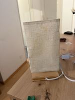 Tischlampe Holz quadratisch Stoffschirm gebraucht