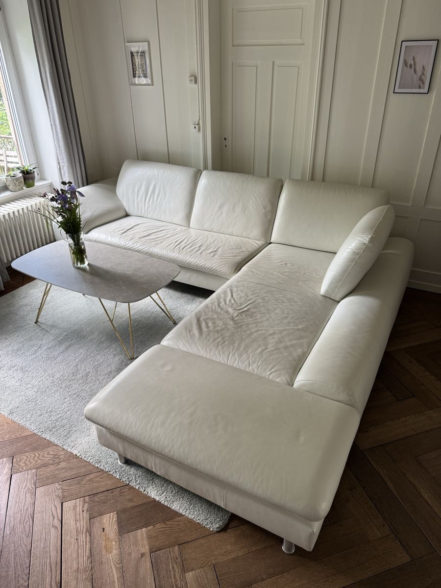 Divani: Exklusives Ecksofa aus echtem weißen Leder – Usato da St. Gallen venduto da tob_5j2g