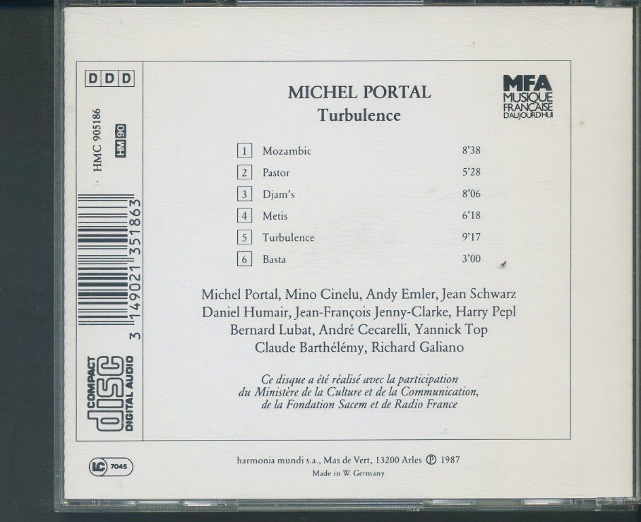 CD: Turbulence - Michel Portal – Usato da Delémont venduto da MaxPlan 1