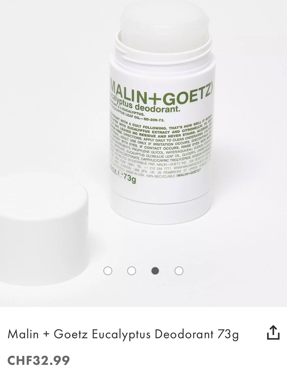 Altro per la cura del corpo: MALIN + GOETZ EUCALYPTUS DEODORANT Ladenpreis CHF32.99. Neu – Nuovo e nell'imballaggio originale da Zürich venduto da deruja 7