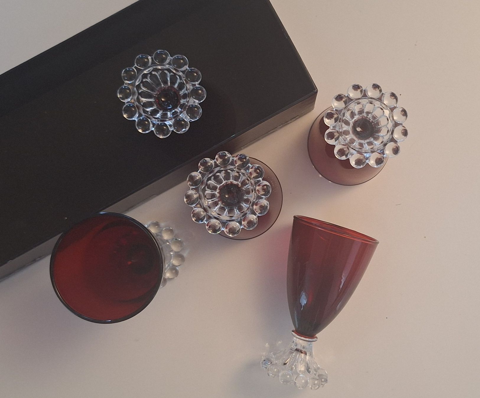 Bicchieri: Anchor Hocking "Royal Ruby" Boopie Gläser - USA 1960 – Usato da Horgen venduto da OlJaS