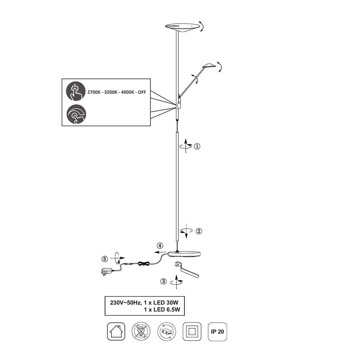 Lampade: LED Stehleuchte, Altmessing, Dimmbar – Nuovo (secondo la descrizione) da Kreuzlingen venduto da Smart-Light 9
