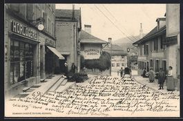 AK Vallorbe, Grand' Rue mit Horlogerie
