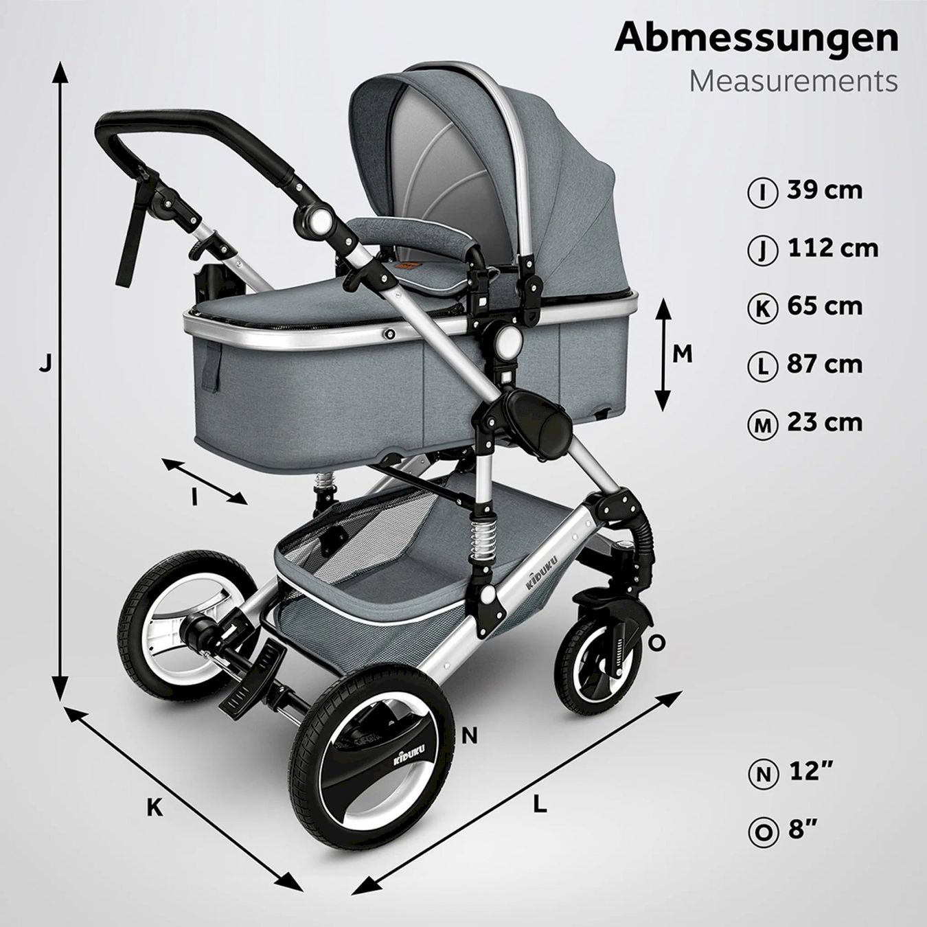 Carrozzine: KIDUKU Kombi-Kinderwagen GRAU/SILBER – Nuovo e nell'imballaggio originale da Bottighofen venduto da zaap 7