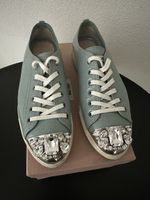 Miu Miu Crystal Patent Leather Sneakers Hellblau Gr. 38.5