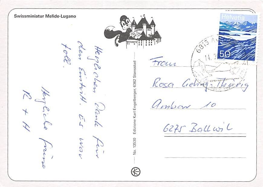 Cartoline postali: TI - Melide, Swiss Miniatur – Usato da Ottikon b.Kemptth. venduto da Neptun1974 1