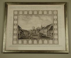 REGENSBERG INNENANSICHT, AQUATINTA VON SPERLI UM 1840