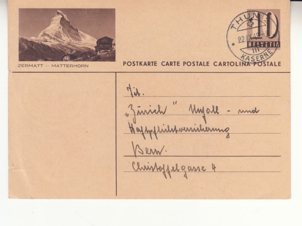 Tous les timbres: SGK PK 166.360 (Matterhorn) mit ST Thun – D'occasion à Bürglen TG par StampGraf