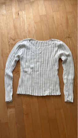 Luftiges Sommer Sweatshirt, weiss, gestrickt, Grösse s