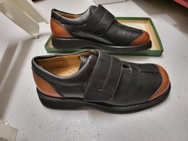 Neu schwarz-brauner Herren Lederhalbschuh Gr 7.5