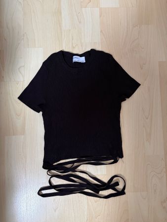 T-Shirt zum Schnüren, Bershka, schwarz, S