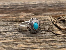 Vintage Ring in 925 Sterling Silver Türkis Stein Grösse 54