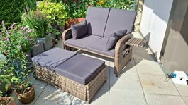 Garten Sitzgruppe Rattan mit Auflagen guter Zustand