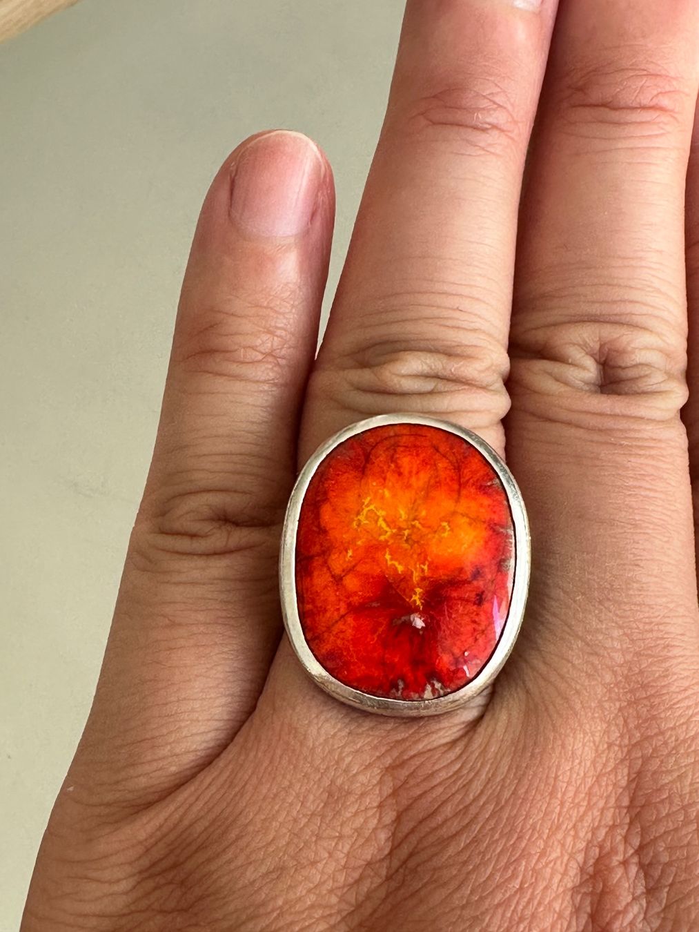 Anelli: Vintage 925 Silber Ring mit Ammolite: 55 – Usato da Onex venduto da Antiqueshow 3