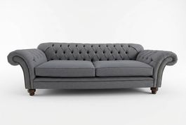 Klassisches Chesterfield Sofa 4-Sitzer in Grau, 240cm