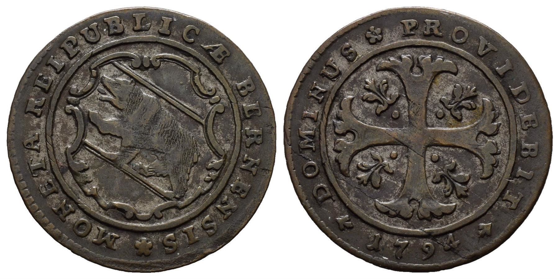 Alle Münzen: Bern Halbbatzen 1794 /213 – Gebraucht aus Trimbach von Solothurn1