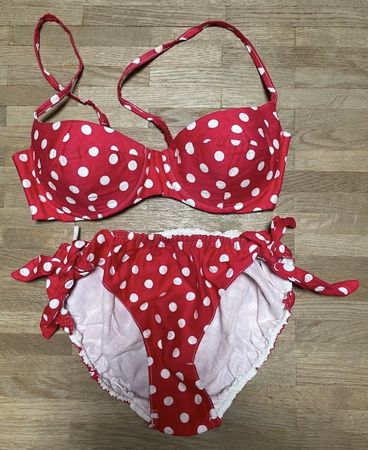 1950er French Riviera Fashions Bikini Rot/Weiss 75B/S NEU!