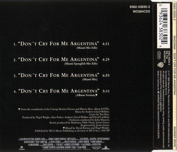 Madonna – Don't Cry For Me Argentina (Gebraucht) in Wilen b. Wollerau