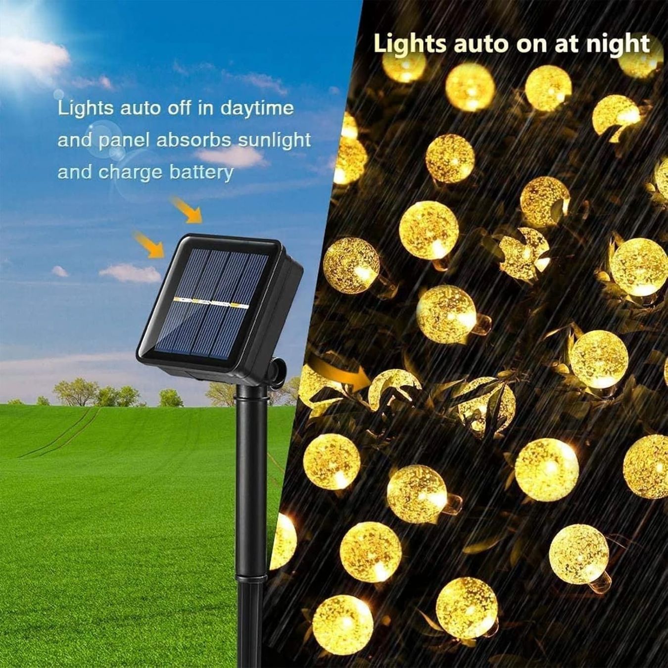 Ghirlande e barre luminose: Solar Lichterkette Aussen 11m mit 60 LED Kugeln – Nuovo e nell'imballaggio originale da Nuglar venduto da SmartLiving24 4