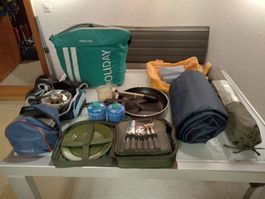Campingausrüstung 2er Zelt Schlafunterlag Camping-Kochset