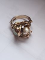 Gold Ring mit 2 Perlen (You and Me)