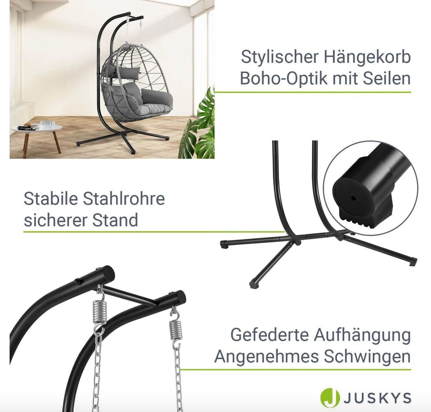 Poltrone pensili da giardino: Polyrattan Doppel Hängesessel Aria + Gestell -Gratis Versand – Nuovo e nell'imballaggio originale da Kleinwangen venduto da meinwarenkorb.ch 3
