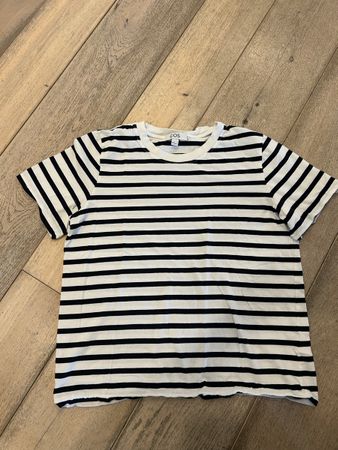 T-shirt COS rayé blanc et bleu, taille M