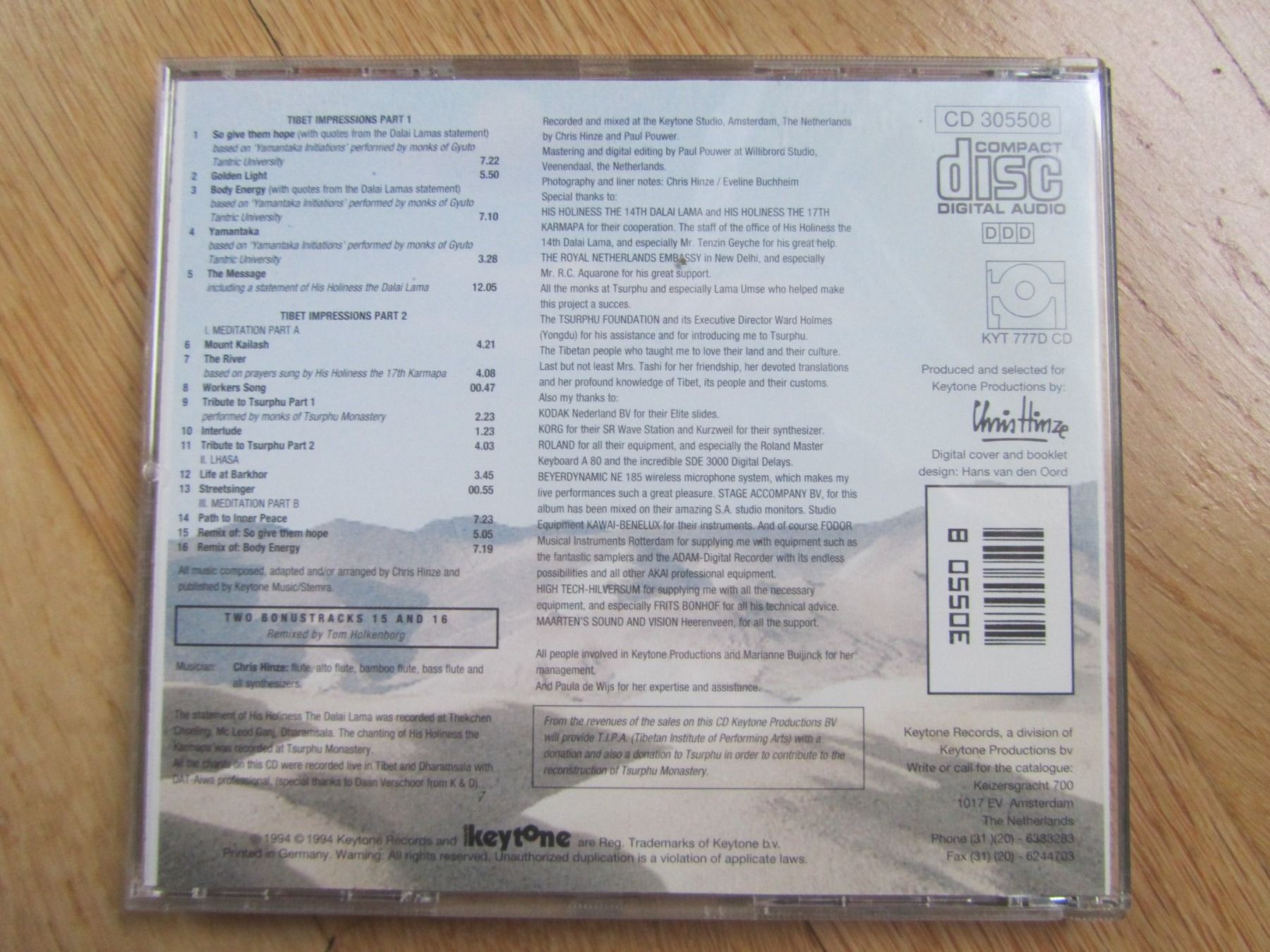 CDs: Chris Hinze:  Tibet Impressions – Gebraucht aus Seengen von mikelele 1