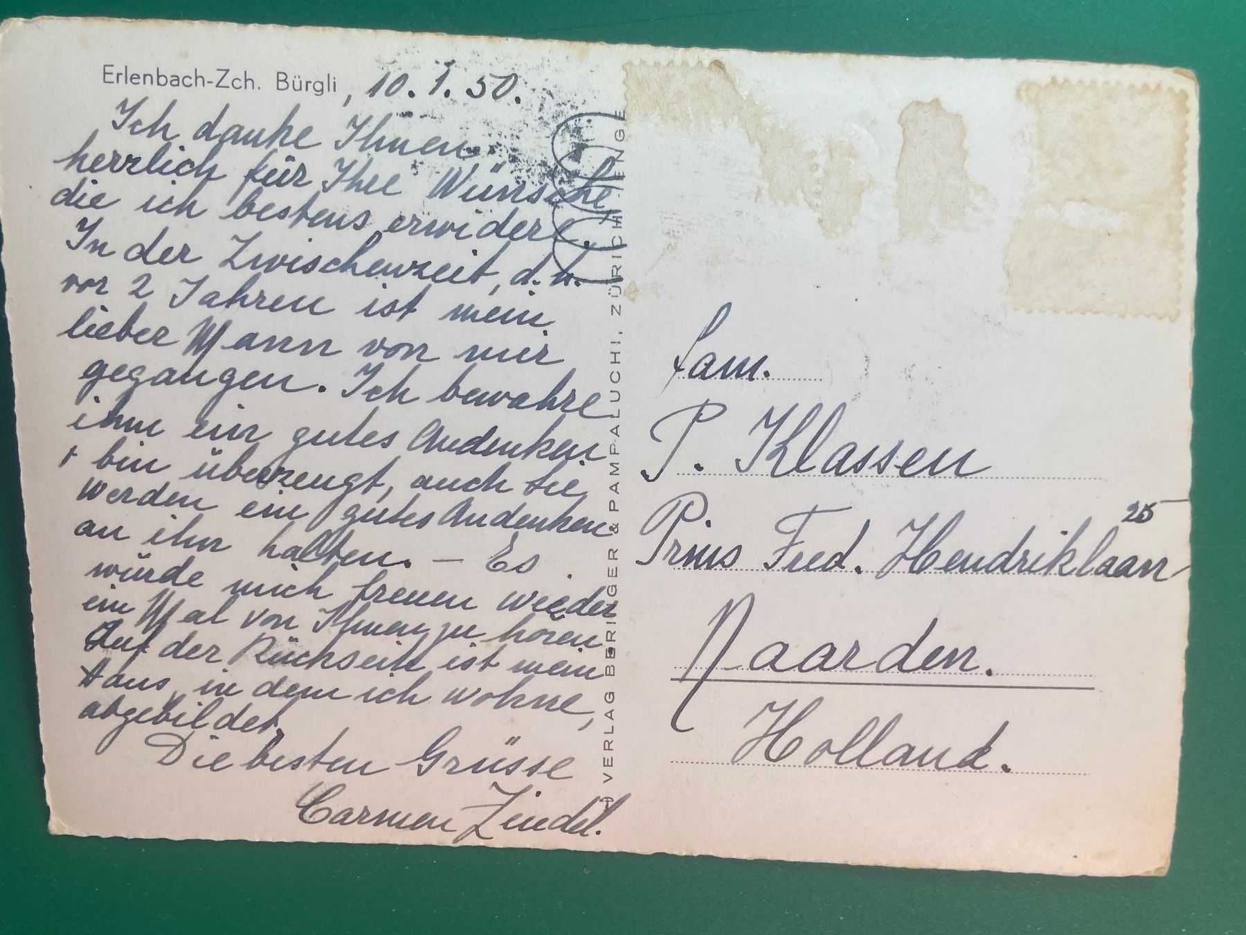 Ansichtskarten: Erlenbach - Zürich - Bürgli – Gebraucht aus Steg VS von danwer74 1