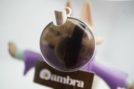 Streifen Obsidian  Gefasst    925 Silber  Anhänger edel