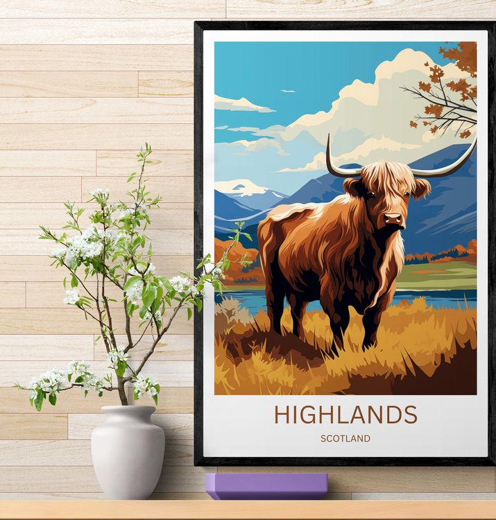 Highlands - SCHOTTLAND Travel Poster gerahmt | Kaufen auf Ricardo