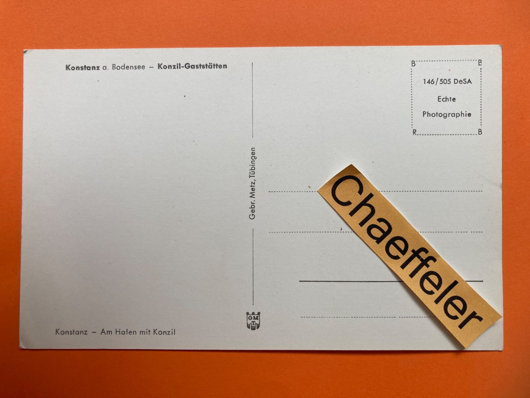 Cartoline postali: Konstanz am Bodensee.  Konzil-Gaststätten – Usato da Zürich venduto da Chaeffeler 1