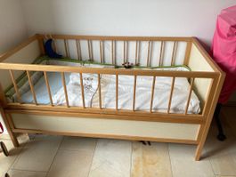 Lanz Babybett, Gitterbett, Holz, inkl. Neue Matratze