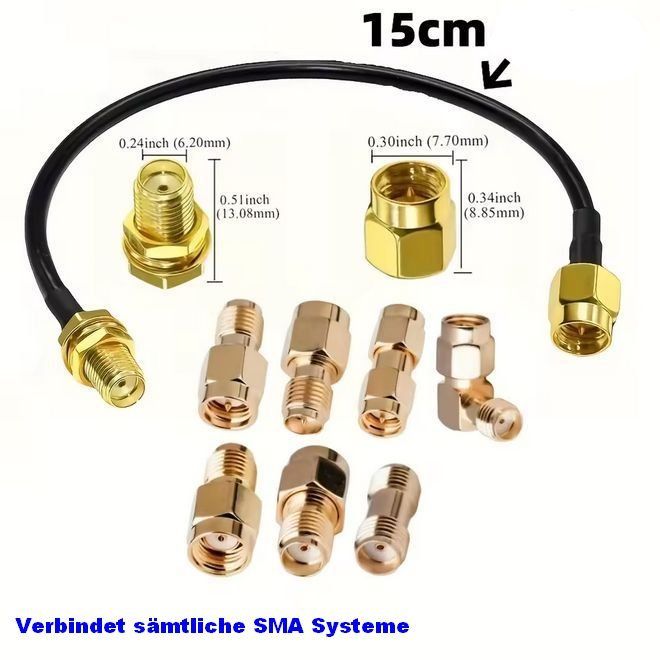 Funktechnik: SMA HF Adaptersatz mit Kabel SMA Adapter Stecker Buchse – Neu und originalverpackt aus Zürich von buyfinest 2